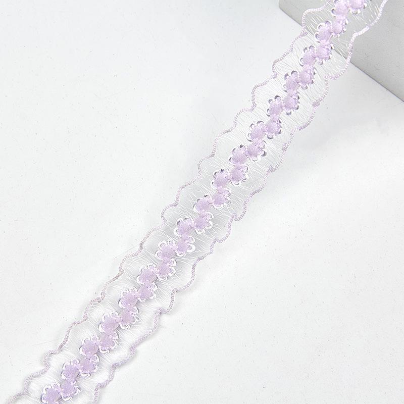 2cm Double-Sided Fish Silk Pleated Elastic Lace Trim for Neckline Decoration