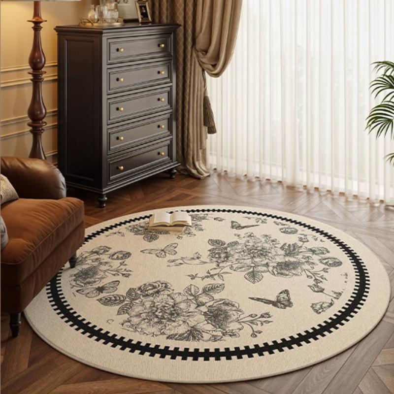 Round Carpet Bedroom Bedside French Medieval Style Cloakroom Dressing Table Chair Floor Mat Home Decoration Living Room Rugs