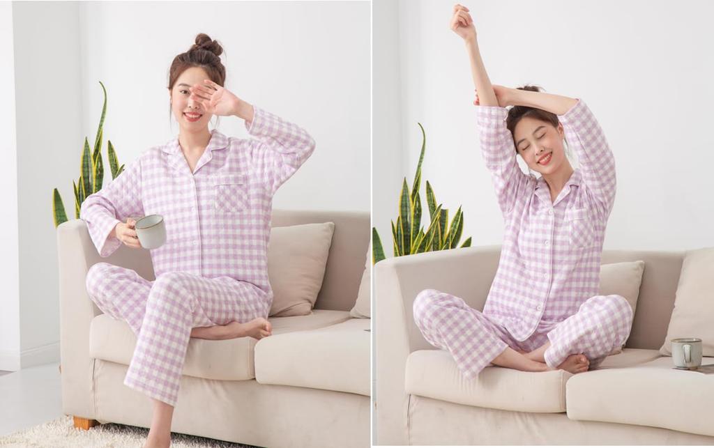 Winter Soft Long and Pants and Perfect for and and "Lifewel" Women's Pajamas, 100% Cotton, Quilted, Front-Opening, Sleeves, Set, Thick, Warm, Cute,