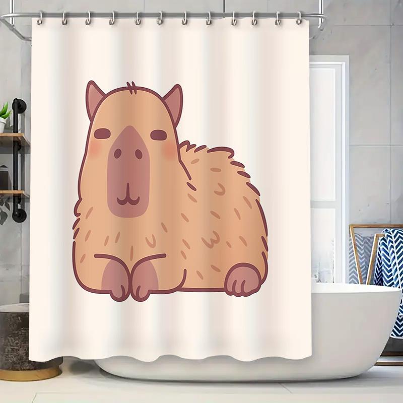 

Cute Alpaca Shower Curtain Woodland Animal Bathroom Decor Farmhouse Nature Theme Shower Liner Waterproof Scenic Wall Art W60H190(CM)-1 Pcs
