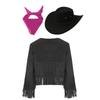 Unisex Kinder Cowboy Cowgirl Kostüm Set Fransenweste Langarm Zylinder Bandana Verkleidung