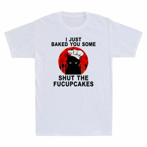 Funny Black Cat I Just Baked You Some Shut The Fucupcakes Sunset Vintage T-Shirt S