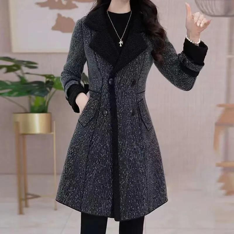 Women Autumn and Winter Double Sided Wear Suit Collar Woolen Jacket Female Woolen Coat On Both Sides