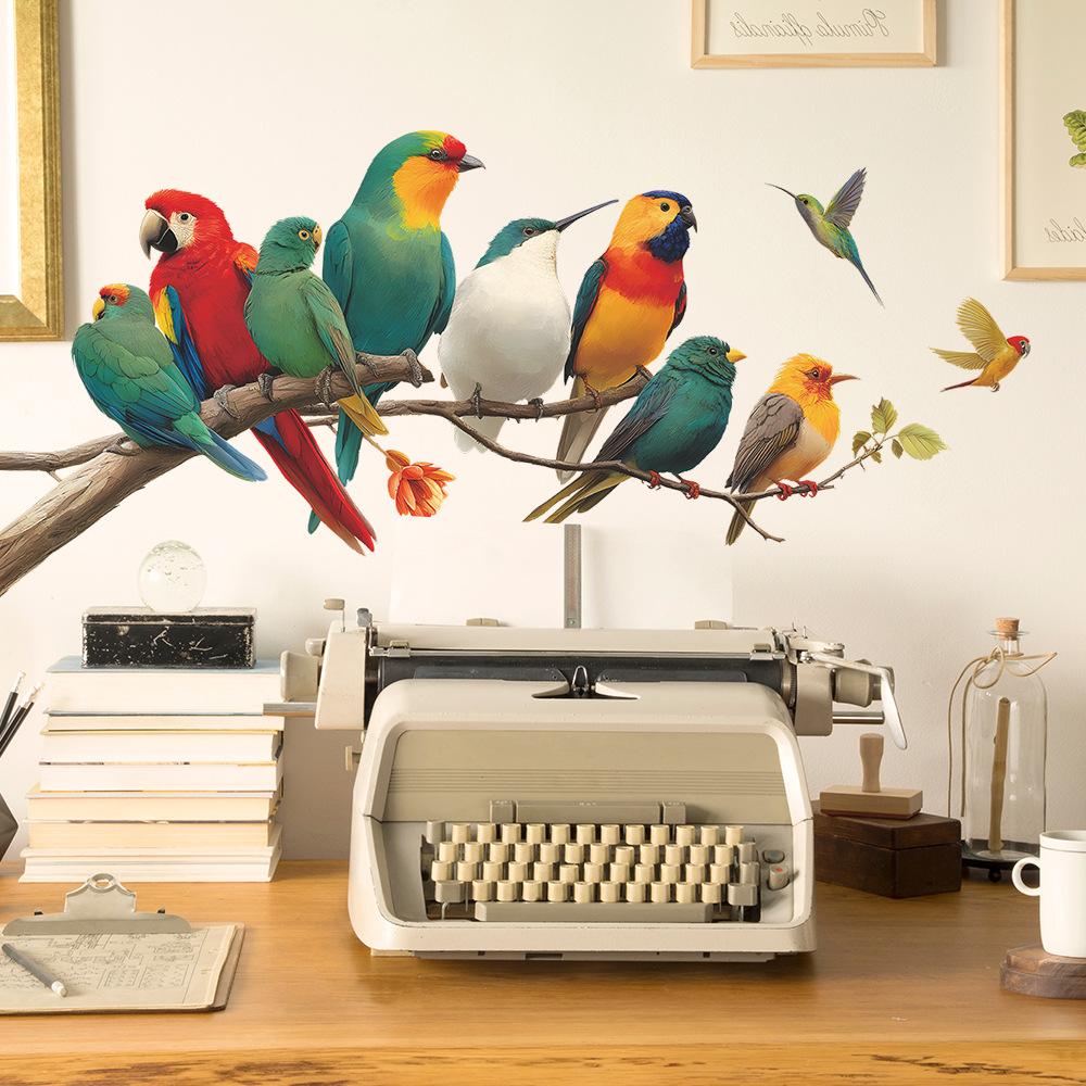 Bright-feathered Parrots and Hummingbirds In The Living Room Entrance Hall Home Decoration and Beautification Stickers