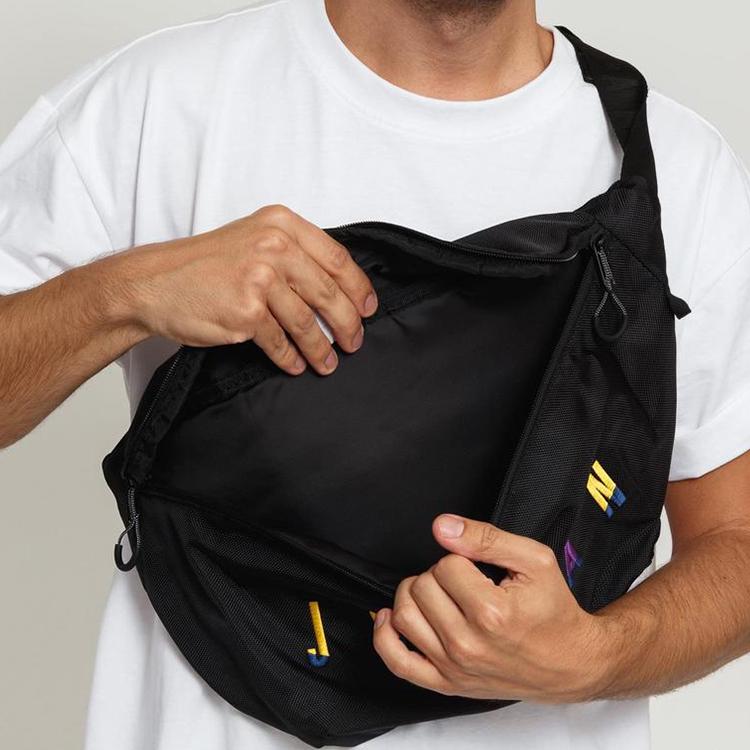 Jordan Crossbody Colorful Embroidered Large Logo Versatile Zipper Polyester Waist Bag Unisex crossbody bag Black 9A0255-K5T