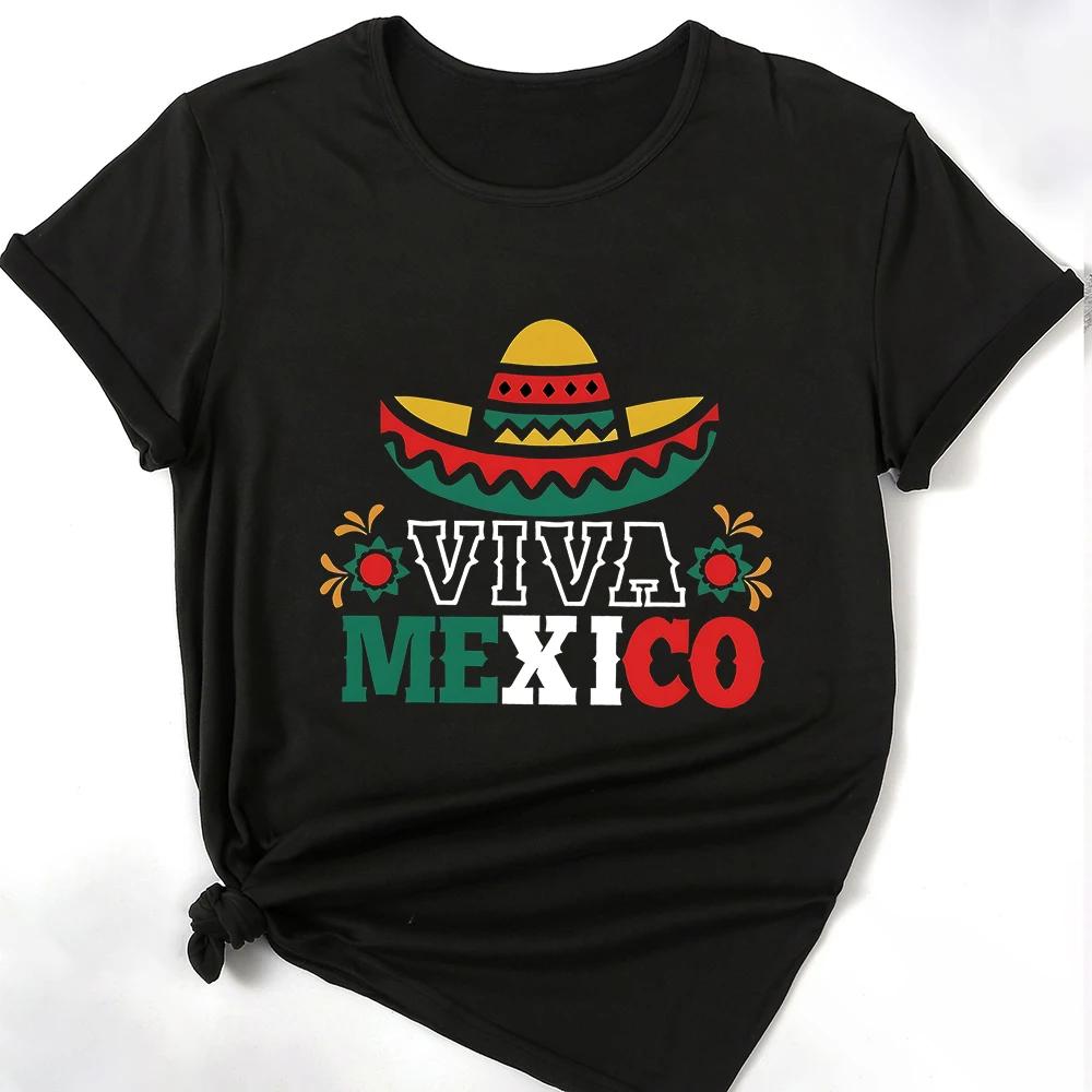 

Viva Mexico Graphic Printed Crew Neck Tee Womens Mexico Flag Graphic TShirt Independence Day Ladies Casual TShirts S