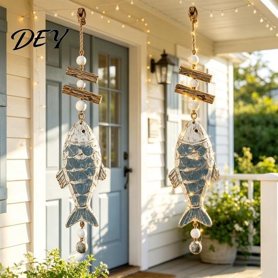 Rustic Wood Decor Lighted Wooden Fish Starfish Wall Hanging Ornament, Beachy with Warm LED Lights Lights, Coastal Nautical for Home Porch Beach House