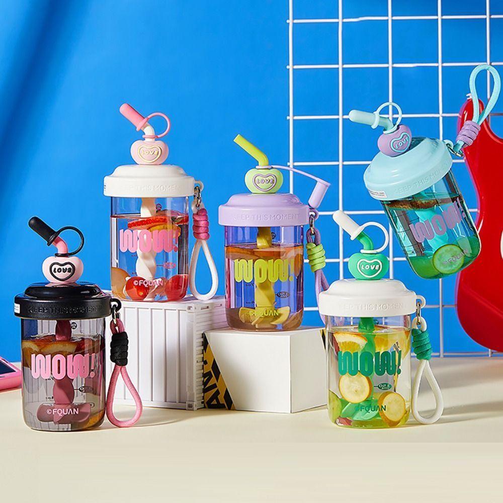 580ML/520ML Water Bottles With Straw Straw Dust Cap Drinking Cup High-capacity Leak-proof Cocktail Blend Shaker Cups