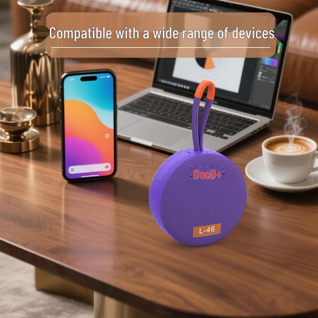 L-46 Portable Waterproof Bluetooth Speaker with Fabric Design, Mini Size, HIFI Sound, Sports-Ready, and Atmosphere Light