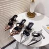 Punk Goth Metal Buckle High Heels Women's Sandals Summer 2026 Pointed Toe Silver Party Shoes Fashion Womens Pumps Shoes