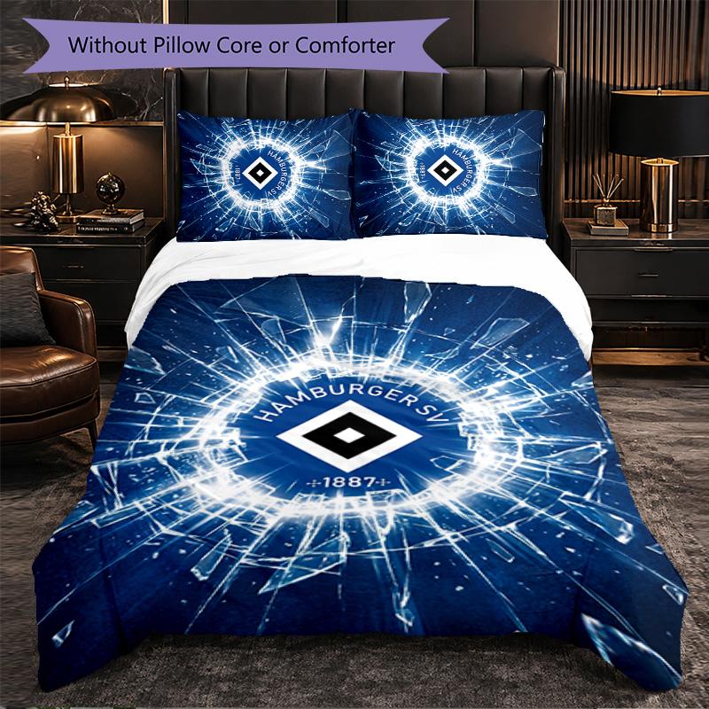 Set Biancheria da Letto Calcio Hamburger SV 3 Pezzi Morbido Copripiumino con Federe Set Decorazione Camera da Letto per la Casa