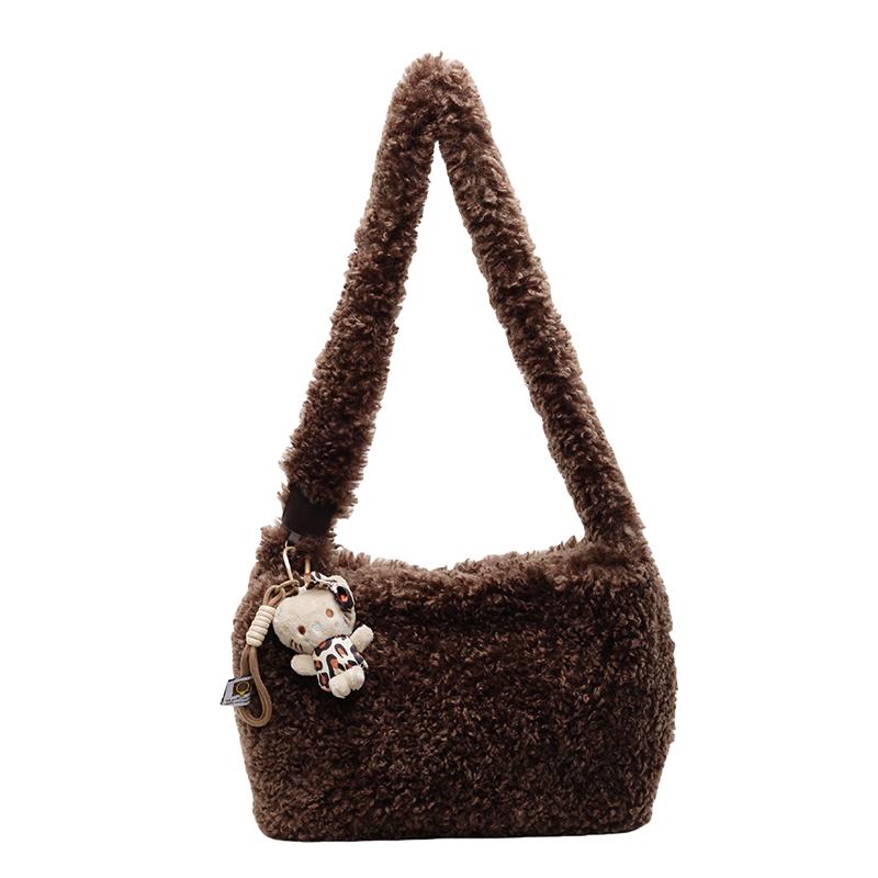 Plush Velvet Zipper Sweet Crossbody Bags for Women Cute Autumn and Winter 2026 New Solid Color Versatile Youth Shoulder Bags