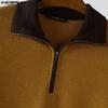 INCERUN Autumn Men Zip-up Lapel Long Sleeve Stitching Rib Knitted Pullovers Tops