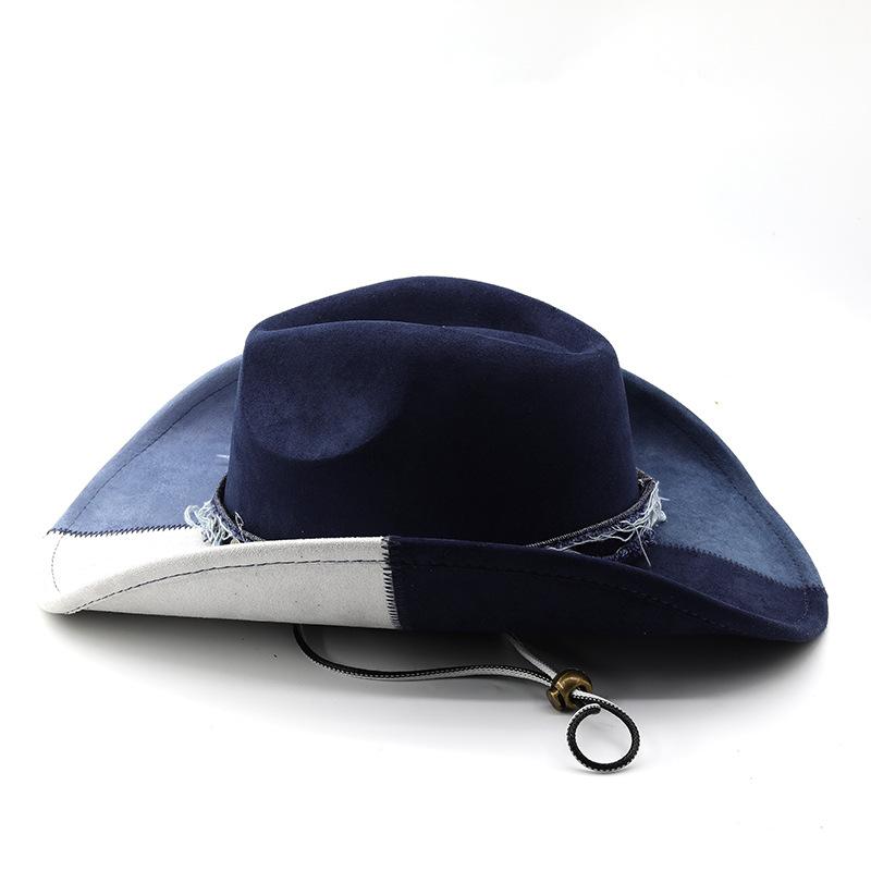 Spring and Summer Color Matching Suede Denim Hat Fashion Men and Women Couples Big Brimmed Top Hat Jazz Hat Beach Hat