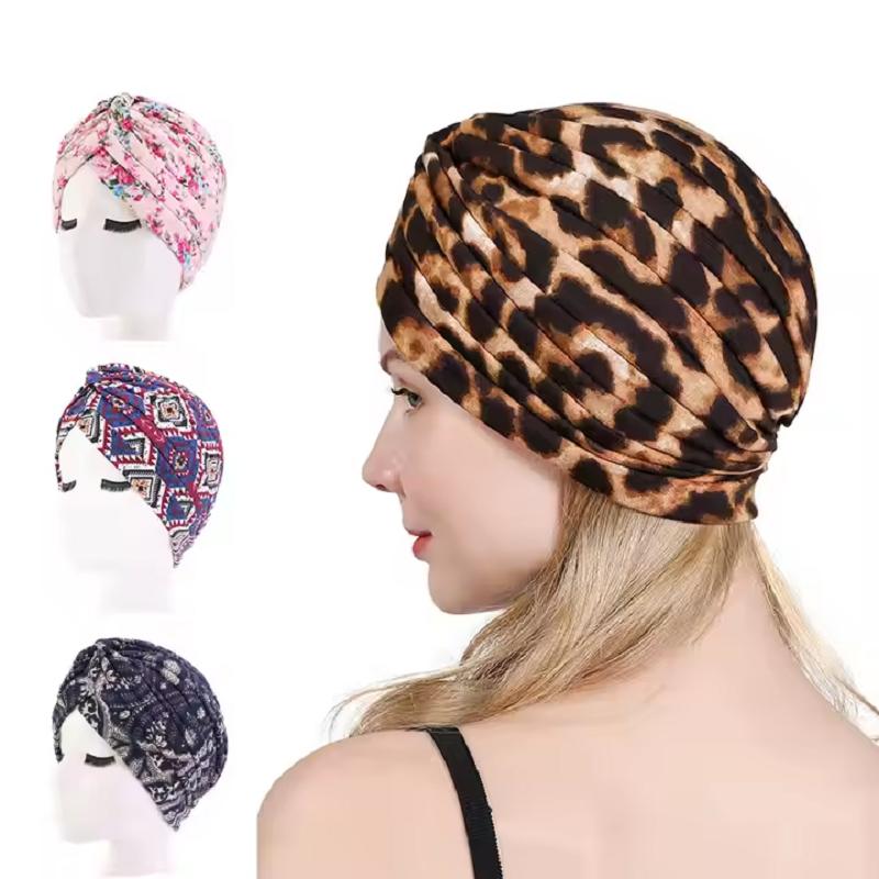 New Flower Print Knot Turban Hat Bandana Cancer Chemo Beanies Headwrap Caps Bonnet Elastic Hair Headband Inner hijabs turbante
