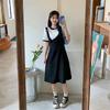 Women's Plus Size Fake Two-Piece Dress Black White Colorblock Casual Summer Short Sleeve A-Line Sundress
