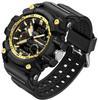 Watch Digital Analog Dual Time 5ATM Waterproof Military LED Backlight Stopwatch Countdown Alarm Clock Day Date Display Running Watch Drop Resistant
