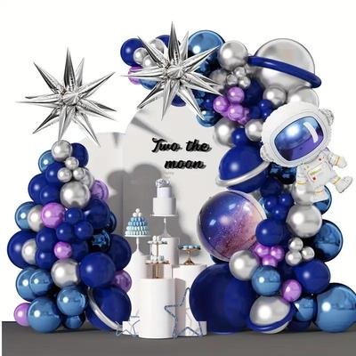 Blau-Lila Astronauten-Thema Ballonkette Geburtstagsdekoration