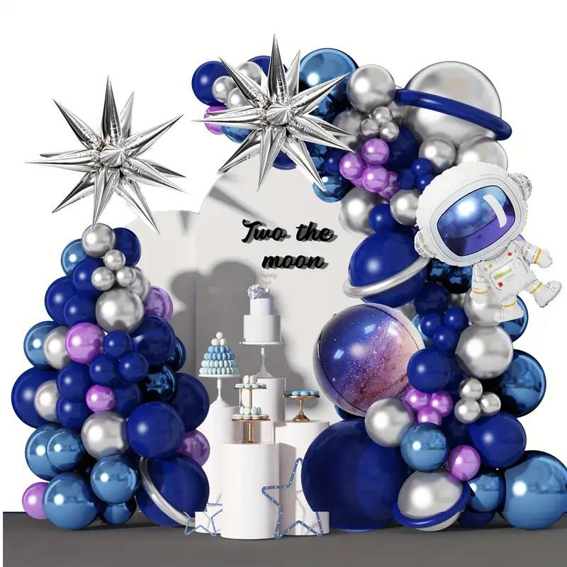 Blue-Purple Astronaut Theme Balloon Chain Birthday Decoration