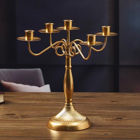 Vintage Iron Art Candle Holder Decoration Detachable 3/5-Arm Candlestick Home Office Living Room Metal Taper Candle Stand Table Centerpiece Ornament