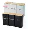 3Pcs 1L Coffee Bean Storage Canisters Tea Sugar Vacuum Sealed Jars Iron Canisters Heat Kitchen Cream Can Airtight Lid
