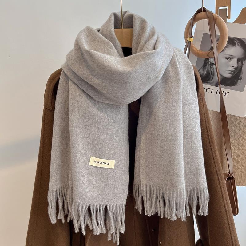 Temperament Solid Color Imitation Cashmere Scarf Women's Winter Versatile Warm Men's Coffee Color Scarf Versatile Shawl