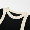 French Retro Knitted Sexy Black and White Contrasting Design, Niche Basic Vest, Layered Long Sleeved Sweater Two-piece Set