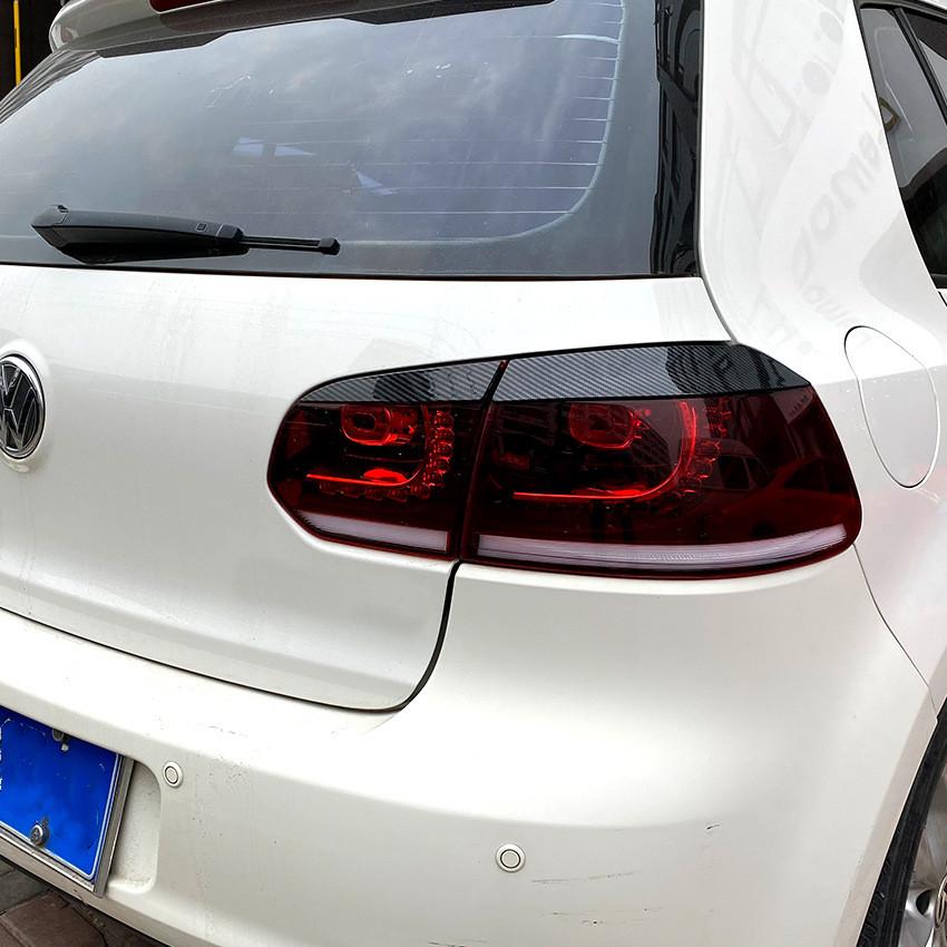 Carbon Fiber Style Rear Headlight Eyebrow Cover Eyelids Sticker Trim For Volkswagen VW Golf 6 MK6 GTI R 2008-12 Car Accessories