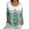 Women's Fashion Casual Knit Sweater Button-Up Plaid Patchwork Print Cardigan Jacket