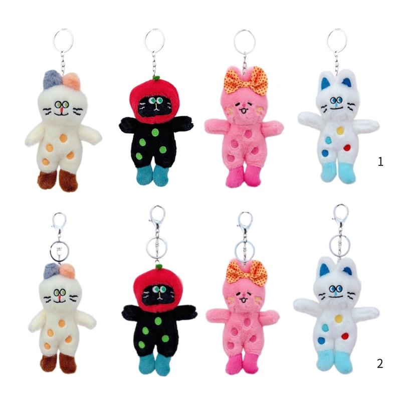 Fashion Plush Boots Cat Charm Keychains Ornament Lovely Women Car Keyring Backpack Handbag Charm Pendant Key Holder