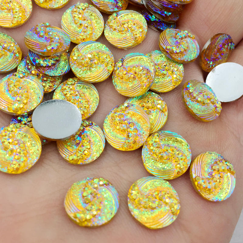 100pcs 10mm Round Resin Rhinestone Crystal Stone Beads Flatback For DIY Wedding Decoration -A59