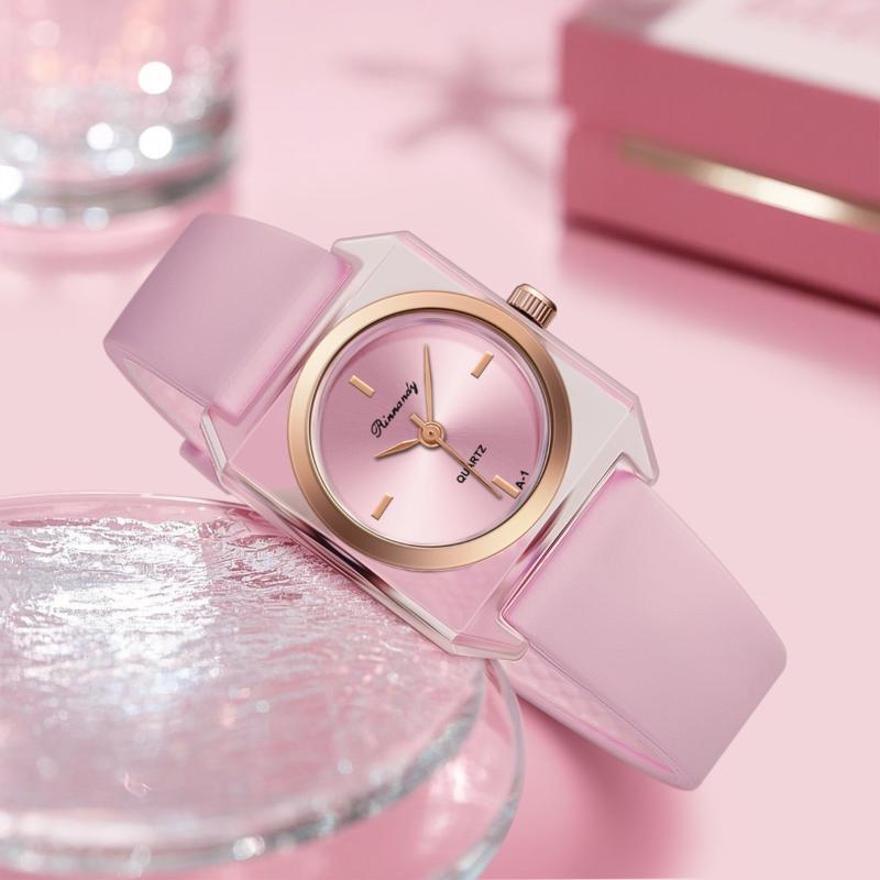 Simple Fashion Square Dial Women Quartz Watch Durable Silicone Strap Casual Daily Wristwatch for Working Ladies