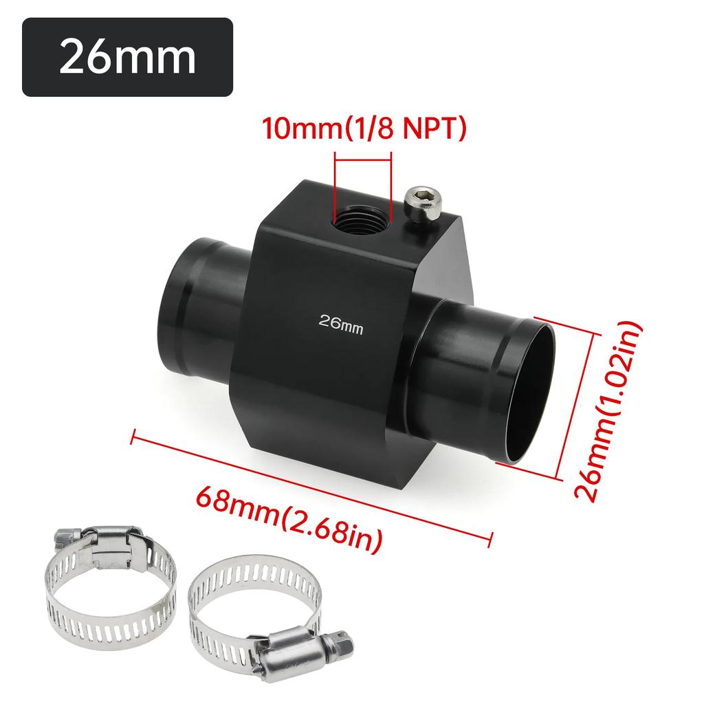 Water Temperature Sensor Adapter Pipe 28mm / 30mm / 32mm / 34mm / 36mm / 38mm / 40mm Gauge Radiator Hose Adapter Blue / Black