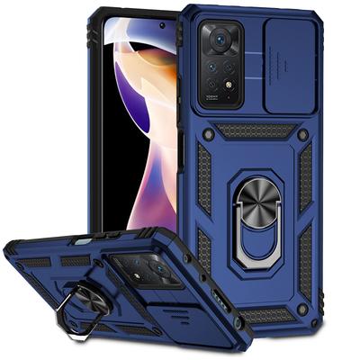 Slide Lens Cover für Xiaomi Redmi Note 11S 11 4G schützende stoßfeste Rüstungshülle für Redmi Note 11 Pro 4G 5G magnetische Auto-Ring-Halter-Stand-Hüllen