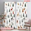 2pcs,2D Plane Printing Curtains&Window Treatment Christmas Reindeer Snowflakes 100% Polyester (without Rod) Outdoor Decorations