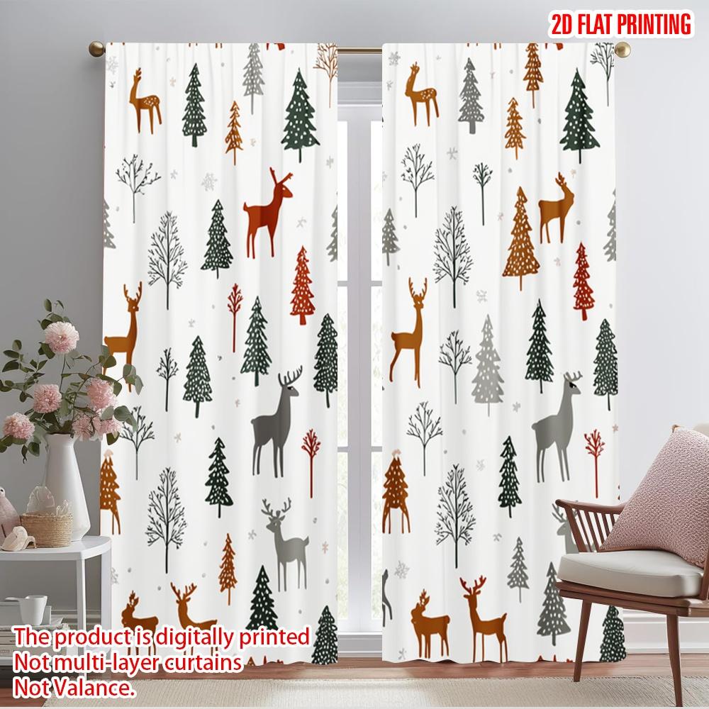 

2pcs,2D plane printing Curtains&Window Treatment Christmas reindeer snowflakes 100% Polyester (without rod) Outdoor Decorations 52.50×116.00 CM 2pcs