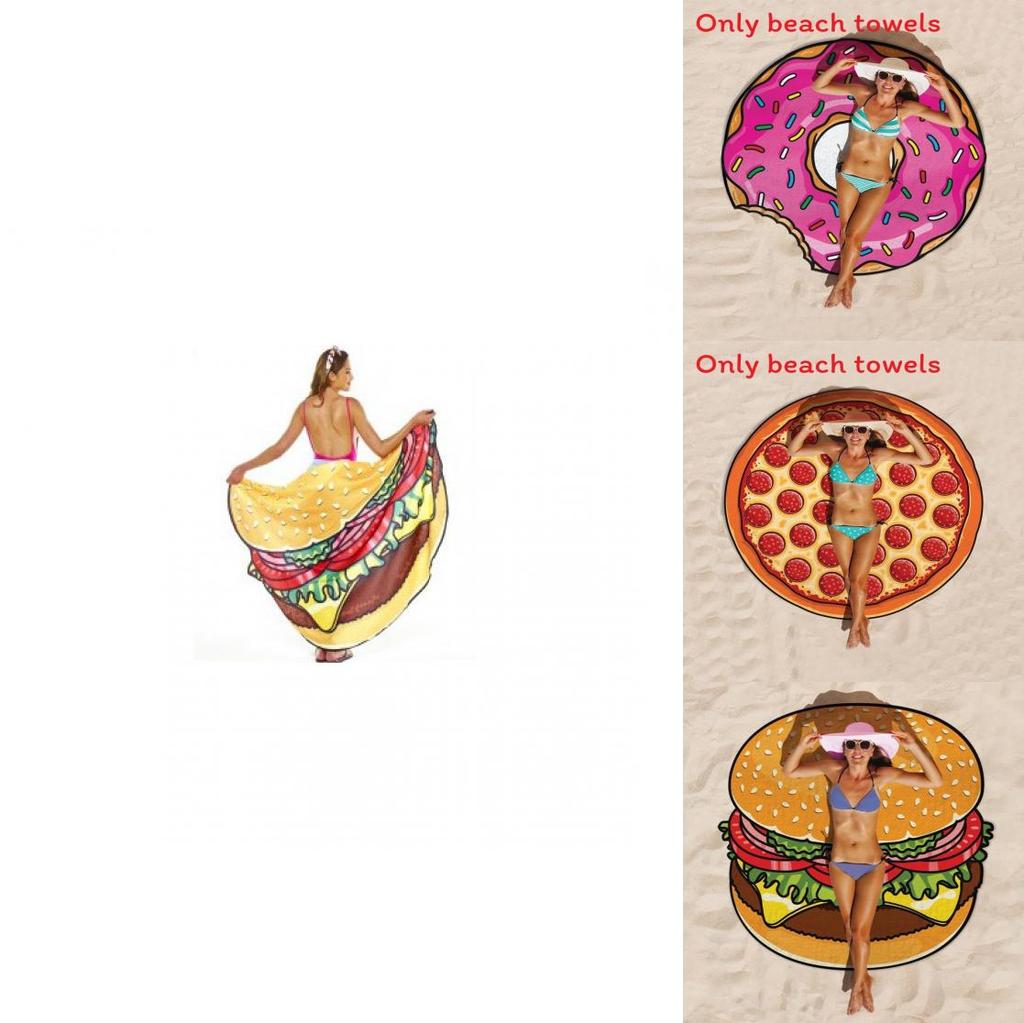 Hamburgers Donuts Pizza Design Sweet Donut Hamburger Pizza Beach Towel With Quickdry Material For Vacation