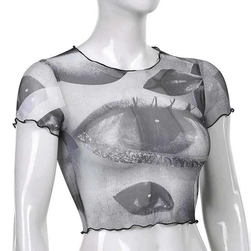 Y2k Women's Round Neck Sexy Summer Street Short Sleeved Open Navel Top