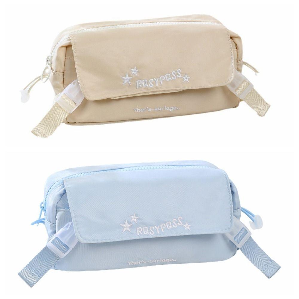 

Cloth Pen Bag Plastics Cosmetic Bag Multi-compartmental Pencil Case Office Supplies синій