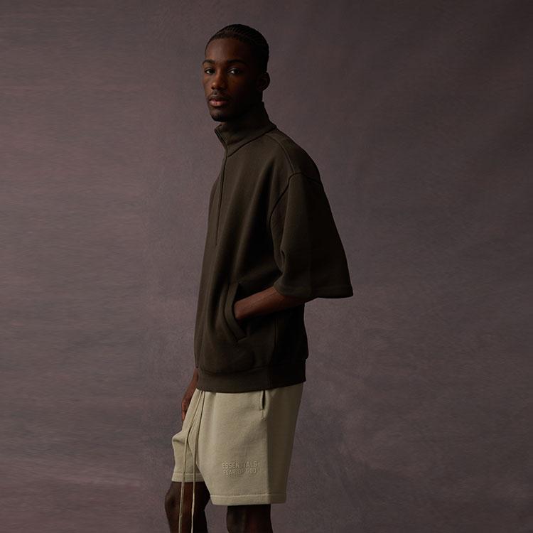 Fear of God Essentials Drop 2 SS23 Long Sleeve Half-Zip Mid-Length Sweatshirt Men Tops Off-Black 192BT224310F