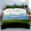 Green Hills With Blue Sky And Clouds Bedding Set For Kids Luxury Gift 3Pcs Digital Print Comforter Set Soft Comfortable