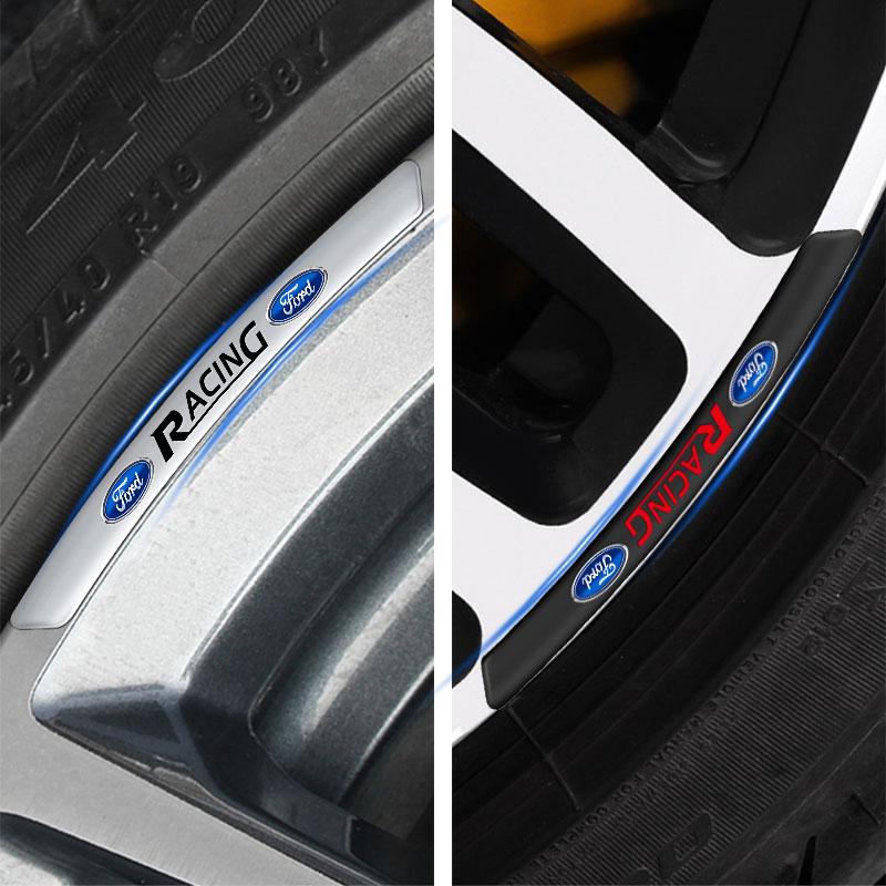 4pcs Car Tire Rim Aluminum Metal Strips Sticker For Ford Focus Fiesta EcoSport Escort Ranger Fusion Mondeo Mustang Edge Shelby