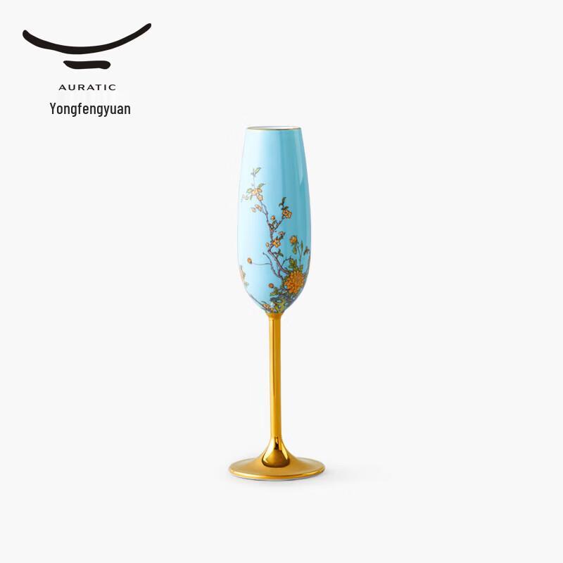 Madam Porcelain West Lake Blue Champagne Glass