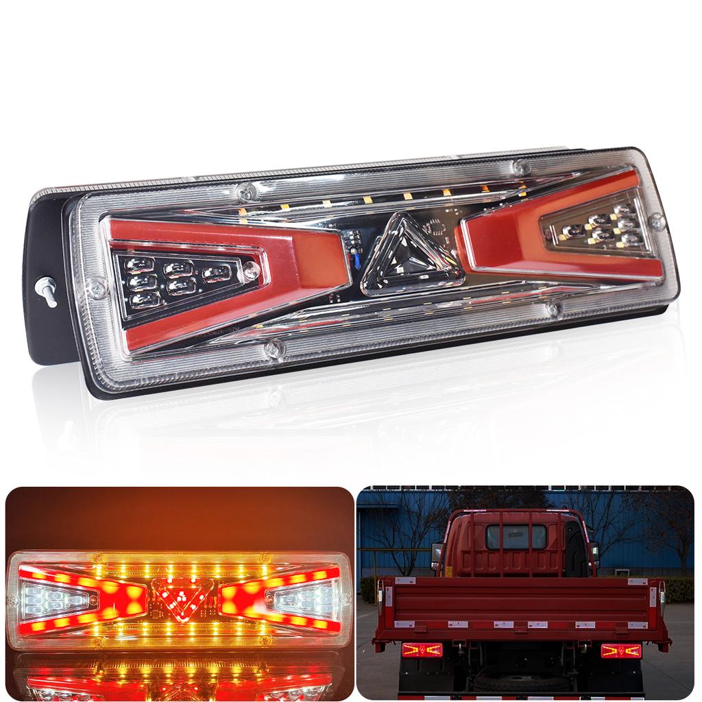 Bright LED Truck Tail Rear Lamp Lights Mulfunctions Reversing Lighting w/ Brake Stop Stream Turn Signal for Car Lorry Trailers