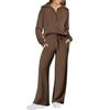 Half Zip Hoodie Wide Leg Pants Set Casual Half Zip Sweatshirt Loose Pants Suit