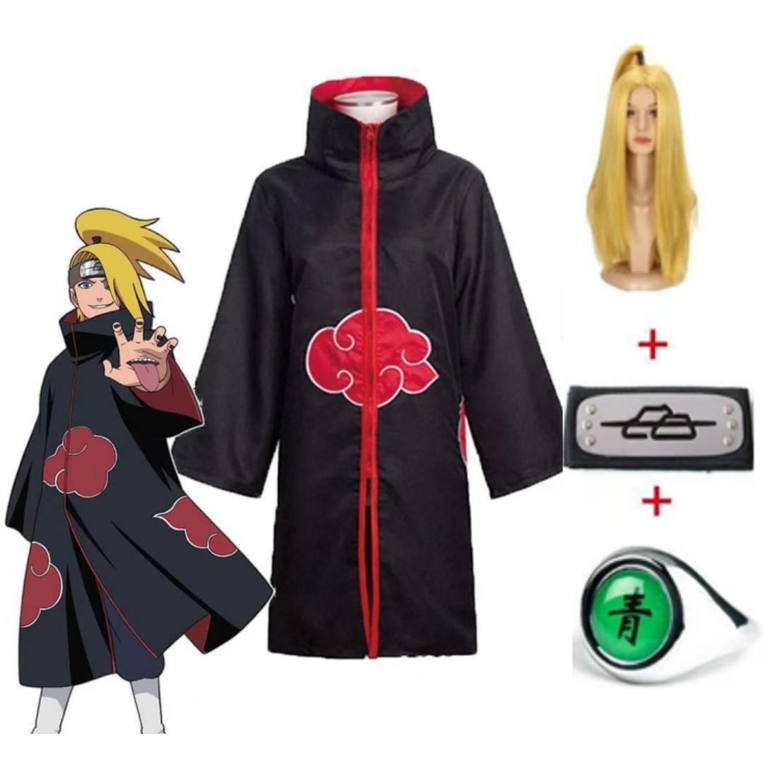 

Узумакі Акацукі Косплей Хлопчики Дівчата Узумакі Куртка Штани Пов язка Перука Реквізит Дитяча Уніформа Кунай Хелловін Костюм M жовтий