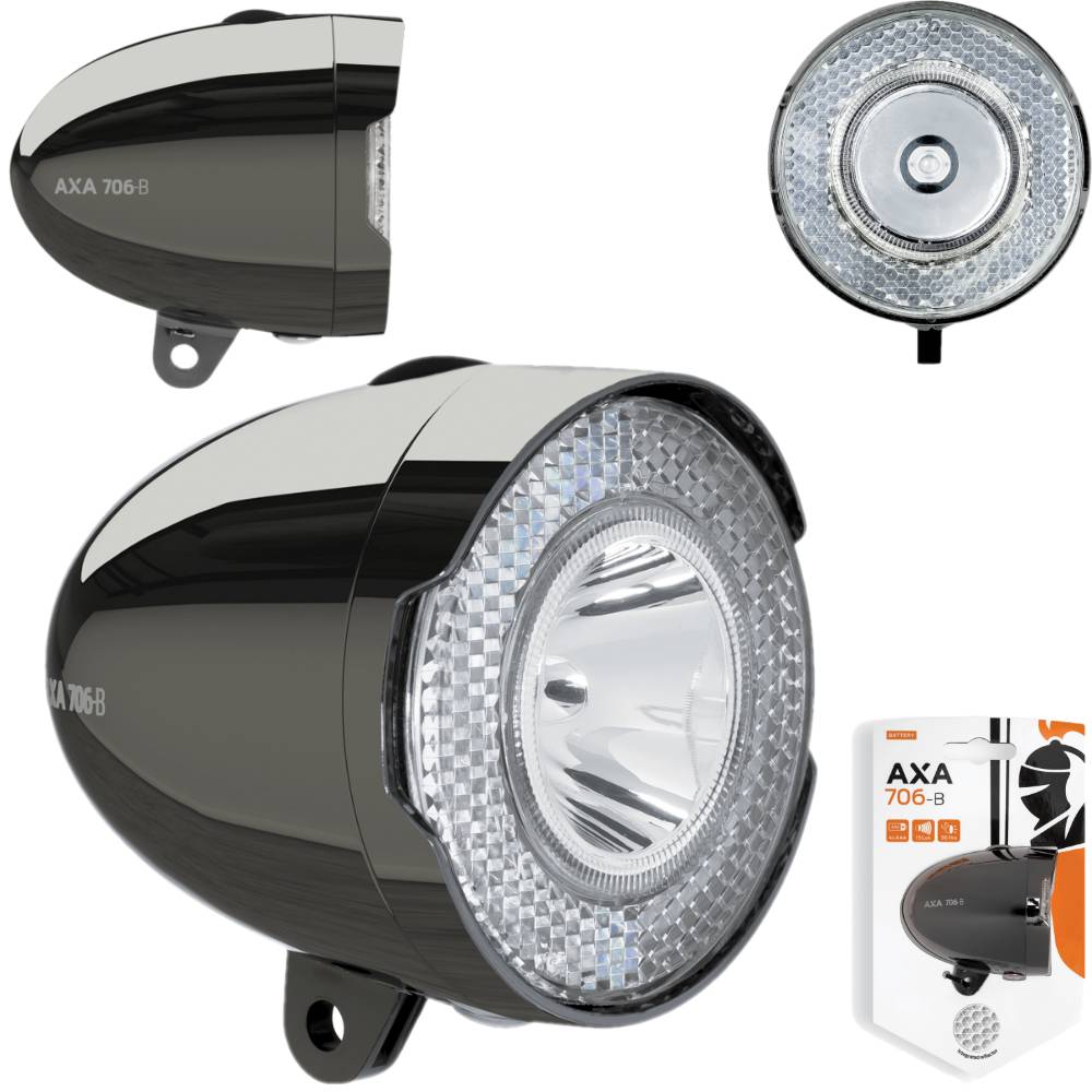 Luce LED per Bicicletta Forcella Anteriore Axa 706-B City 15Lux Potente 35 Metri
