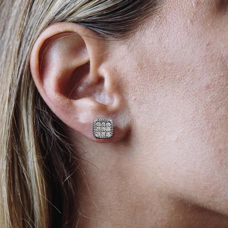 Fake Piercing Strong Magnetic Ear Clip For Men Iced Out Zircon Hip Hop Punk Silver Magnet Earrings Women Gifts OHE127-5