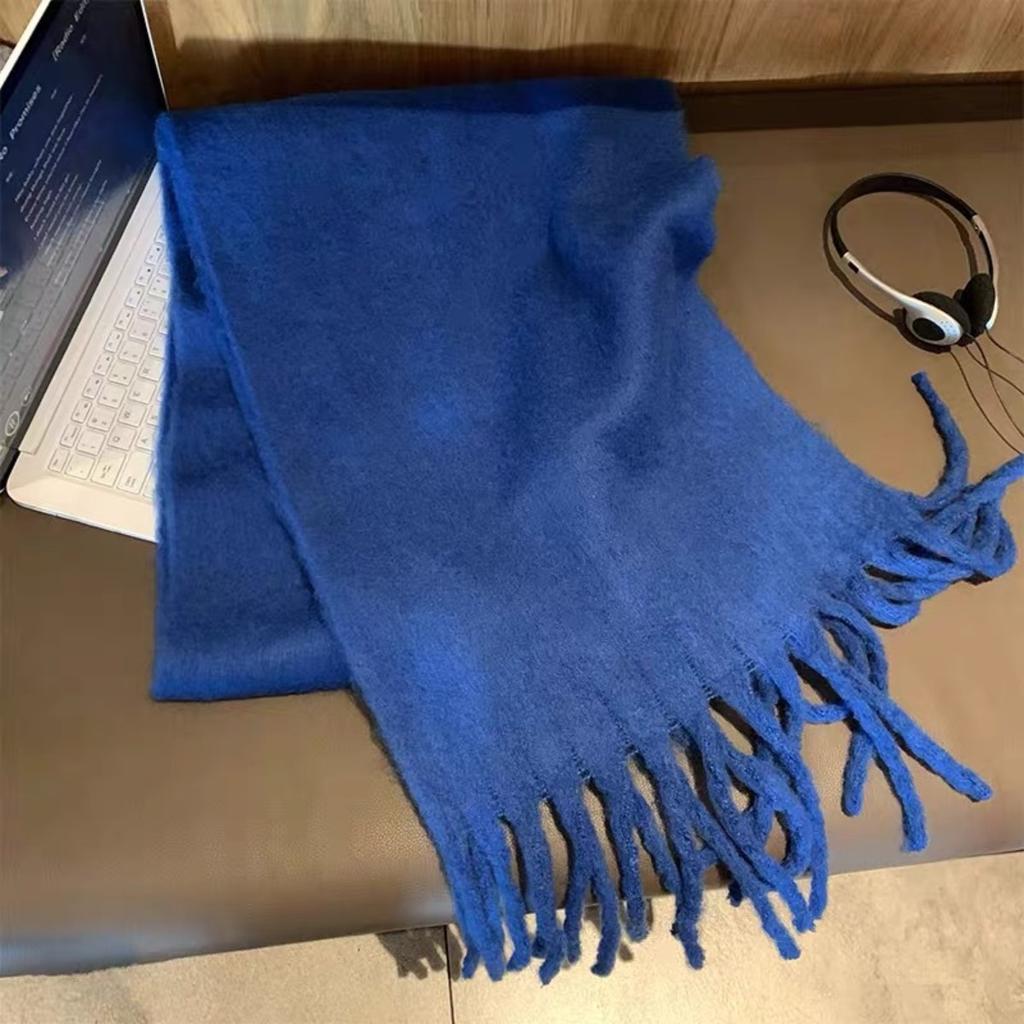 Women's Winter Plush Long Scarf with Tassel - Soft Warm Thick, Warm and Windproof Scarf, Multi Functional Scarf for Daily Outing