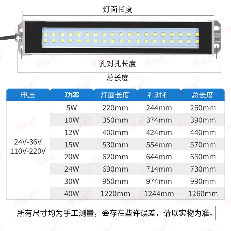 22-53cm LED Machine Tool Working Light 24V-220V Waterproof Explosion-proof Lighting CNC Lathe Three-proof Industrial Lighting